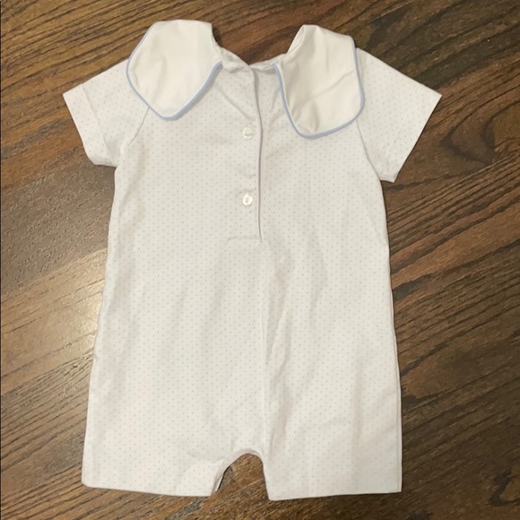 Petit Bébé Blue Polka Dot Collared Romper - Picture 3 of 3